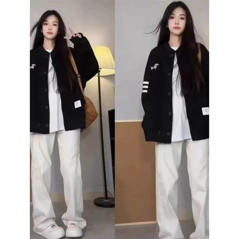 美式三条杠棒球服外套男女春秋季新款潮流百搭情侣夹克JK06P48,男装夹克,星座1013-5