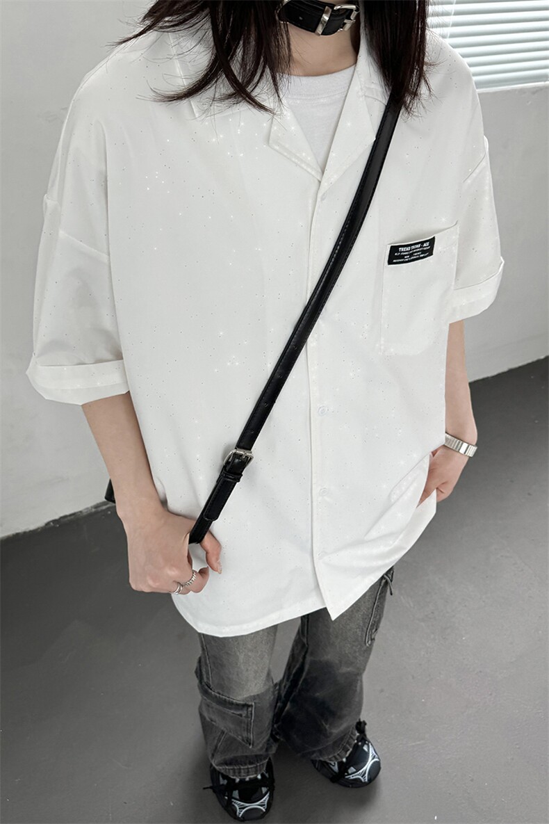 夏季新款2026男女中性宽松满天星短袖衬衫夏装半袖薄上衣S309P48,男装T恤,电商A233-1