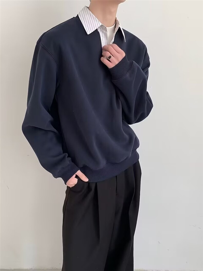 1506-1/WA101/P46布老哥Blog春季美式假两件叠穿卫衣宽松,男装卫衣,星座1506-1