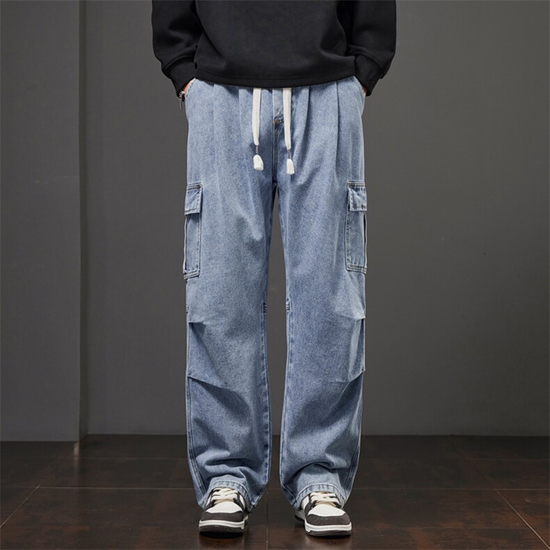 牛仔裤男新款工装裤蓝色水洗耐磨裤子美式休闲长裤J8083-P45特,男装牛仔裤,星座509