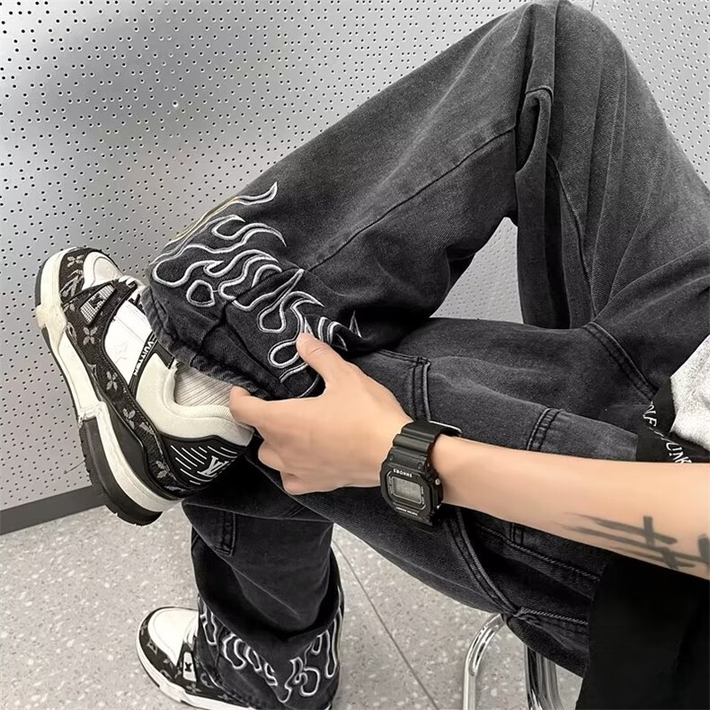 青春流行ins男直筒水洗牛仔裤P42,男装牛仔裤,星座1116-2