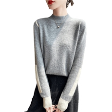 时尚百搭女士羊毛拼色高领今年流行漂亮内搭打底衫冬女毛衣针织衫，女装羊毛衫，郡淞羊绒