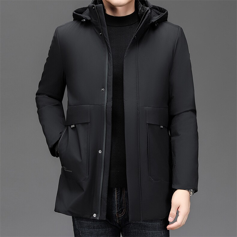 新标冬季羽绒服男士高级感中长款大衣新款青年休闲连帽外套男装,男装羽绒服,电商B212（原钱塘6029）