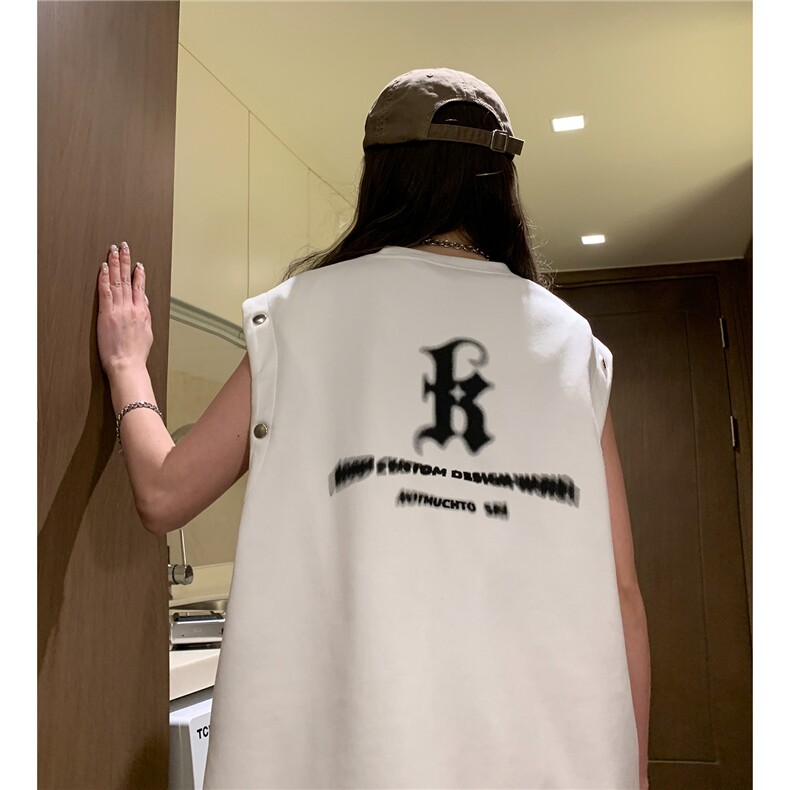 中性夏装新款麂皮绒印花可拆卸圆领宽松短袖T恤女背心D286P38,男装背心/马甲,电商A335-1（原A458）