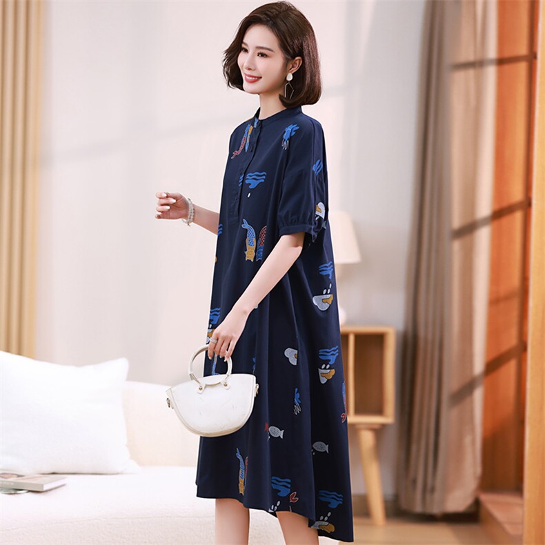 大码女装气质改良旗袍裙子2025夏季新款胖妹妹遮肚显瘦复古连衣裙,女装连衣裙,江忆布依