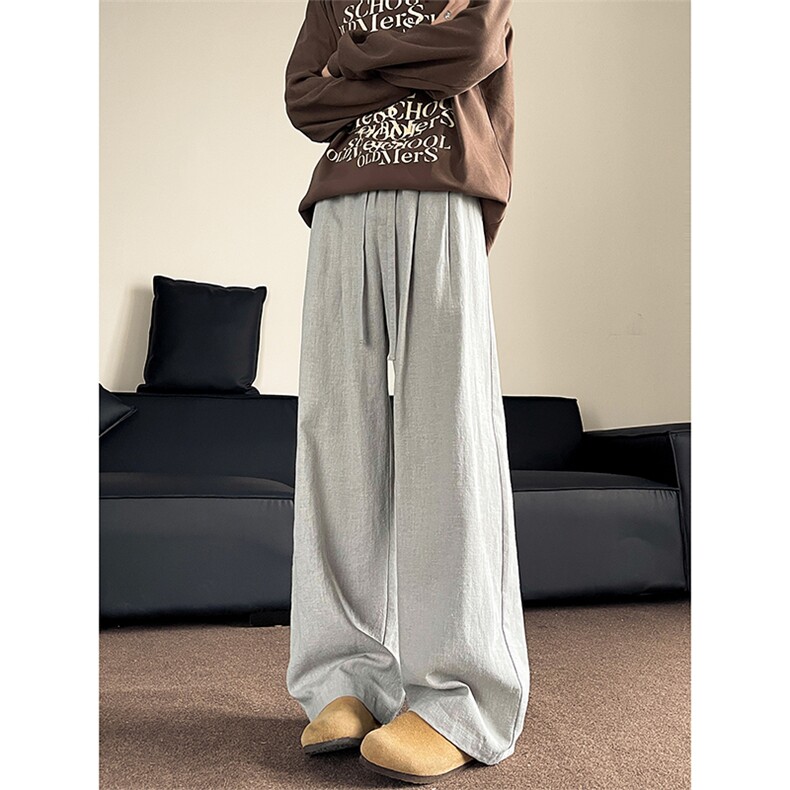 春季2026亚麻透气宽松休闲裤男风阔腿裤Q2583-TP3558，男装休闲裤，电商A102