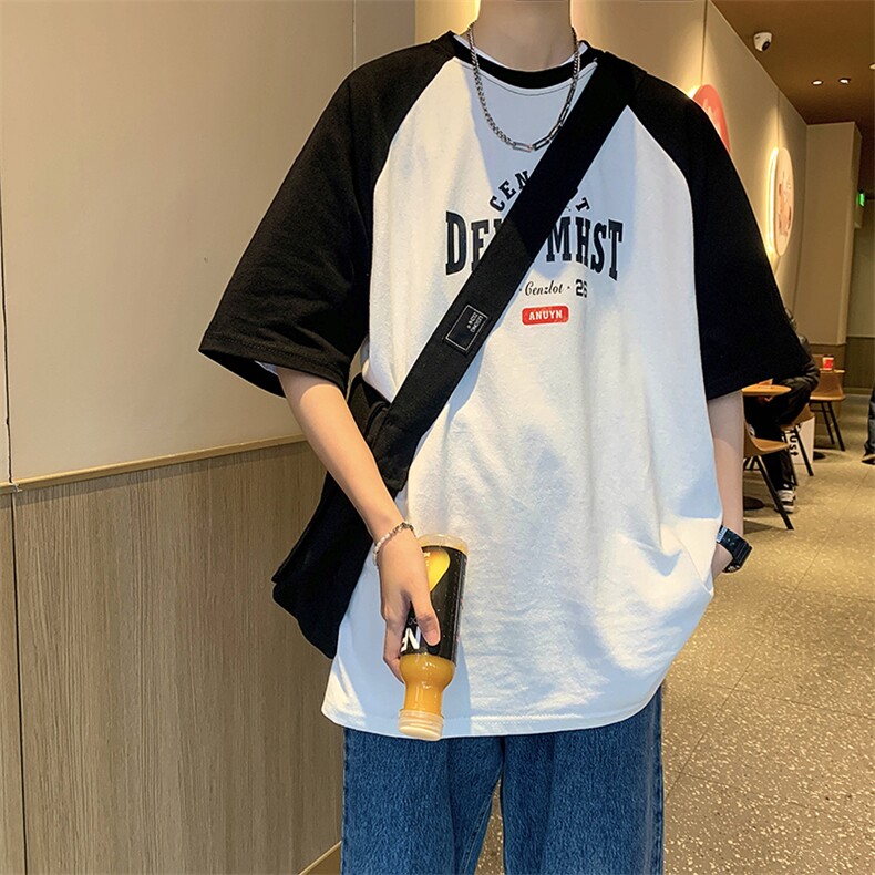 T340-P33港风夏季新款纯棉拼色T恤,男装T恤,星座1501-1