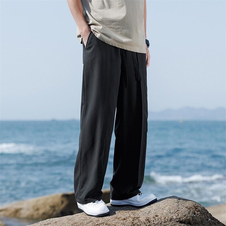 2025夏季男士加肥加大码阔腿裤垂坠宽松百搭休闲裤男舒适休闲长裤,男装休闲裤,星座506