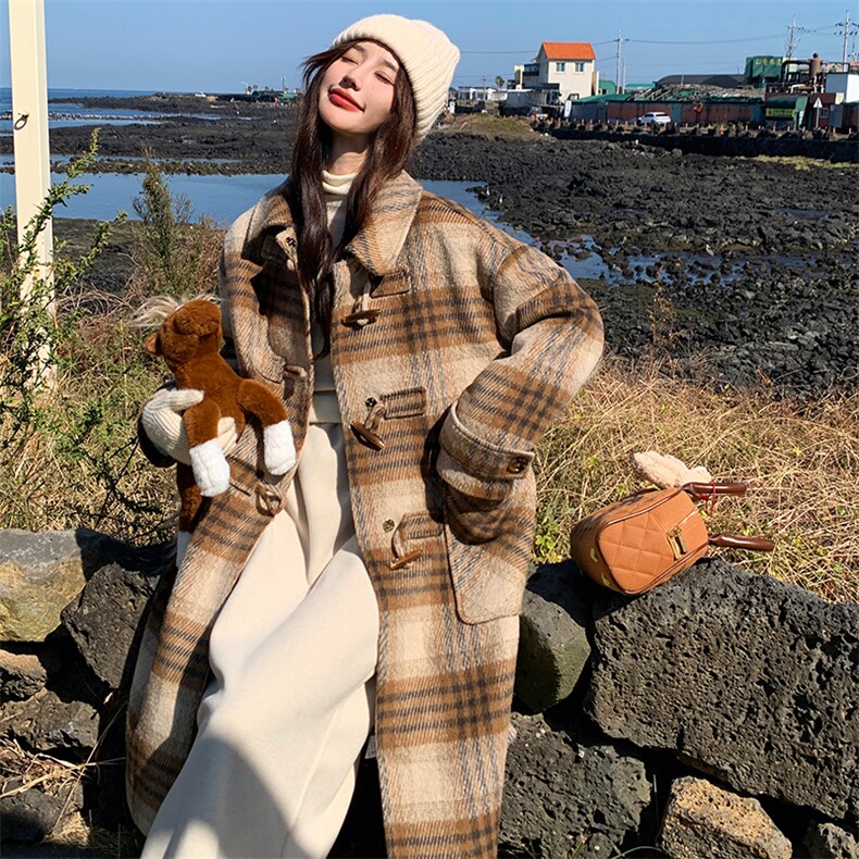 现货！2530款格子羊毛呢羽绒服女中长款，女装羽绒服，衣秀之家