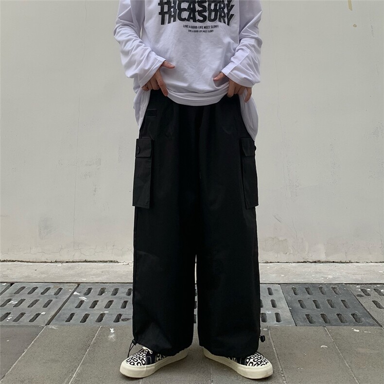 春秋季ins潮日系口袋工装裤直筒宽松休闲哈伦裤阔腿裤K1539-P33,男装休闲裤,星座512-4