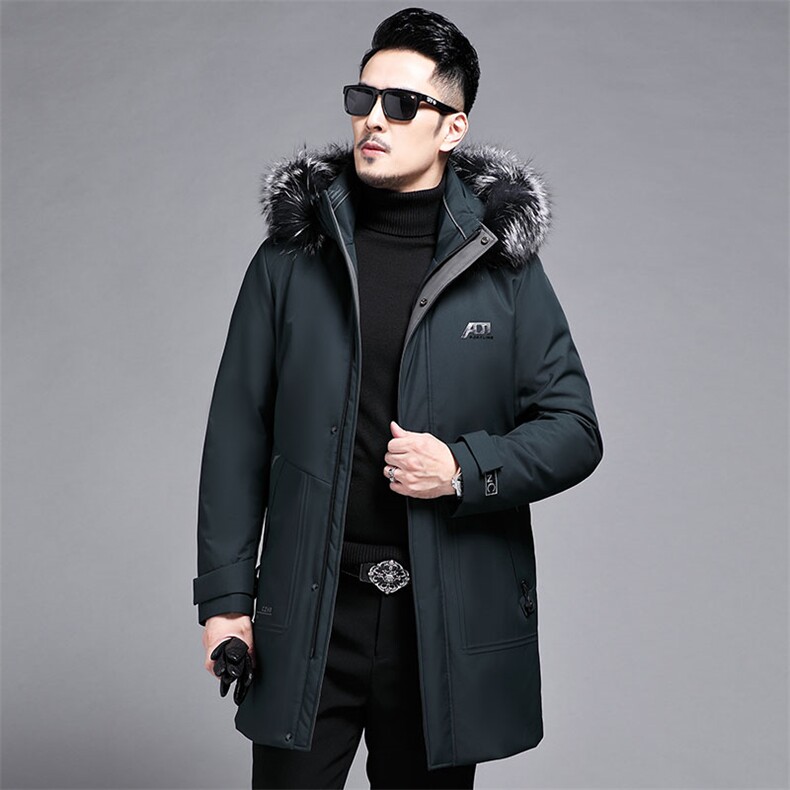B28875钱塘2020-3冬季新款银狐毛领男中长款羽绒服内胆可脱卸P390,男装羽绒服,钱塘207-3