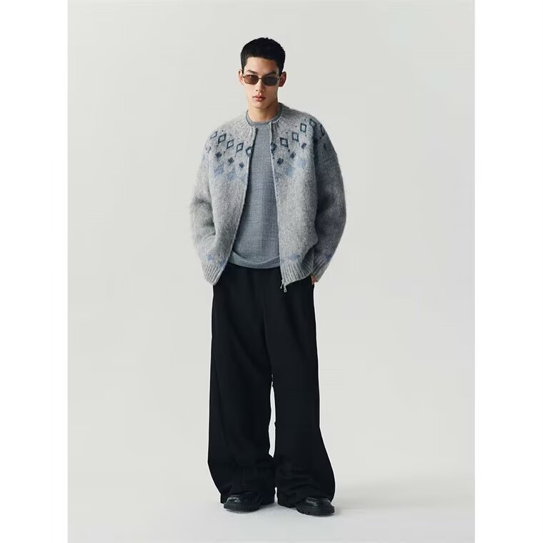 W598-P68冬季新品古着费尔岛氛针织衫男女同款开衫毛衣保暖外套,男装针织衫/毛衣,星座911-1