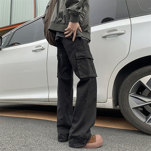 美式复古微喇工装裤男款春秋季新款街头风痞帅宽松直筒休闲长裤子