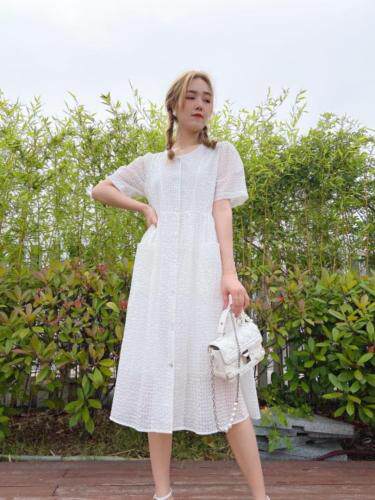 夏季小格子连衣裙，女装连衣裙，依岸