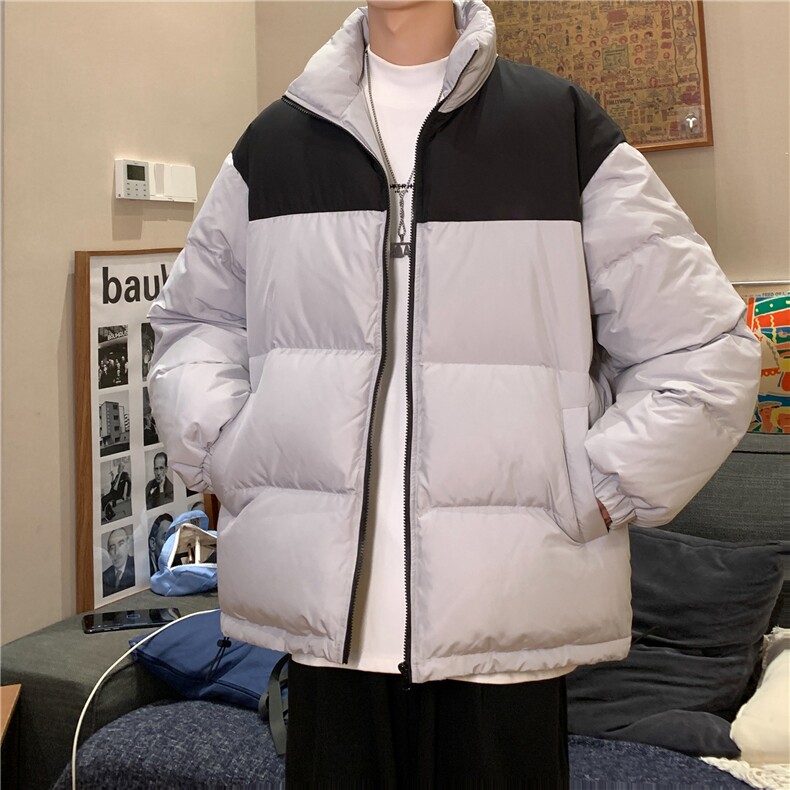 港风酒店拼接撞色保暖面包服立领情侣棉衣A247-MY250特批50,男装棉衣,电商A247