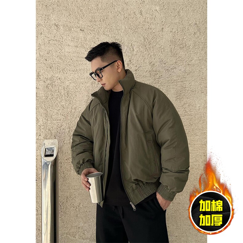 现货美式高街休闲棉衣夹克三防立领纯色户外工装加厚棉服外套，男装夹克，电商A486