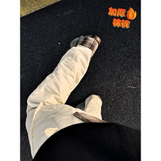 港风葫芦纹翻边拼接格子大码加厚夹棉棉裤男K24155J加棉特P33控65，男装棉裤，电商A001