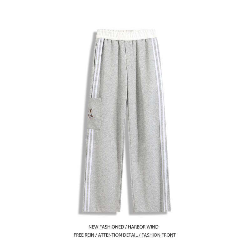 美式条纹秋季新款侧边口袋腊肠狗刺绣卫裤B315-K25345-特p40控78，男装休闲裤，电商B315