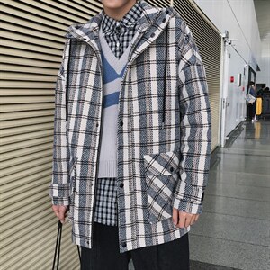 【】A003-HF011-P50冬装经典格子大衣时尚男装 港仔图片