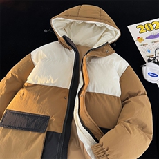港风平铺新品冬季宽松情侣装撞色棉衣棉服冬装加厚外套D008-P100，男装棉衣，星座717