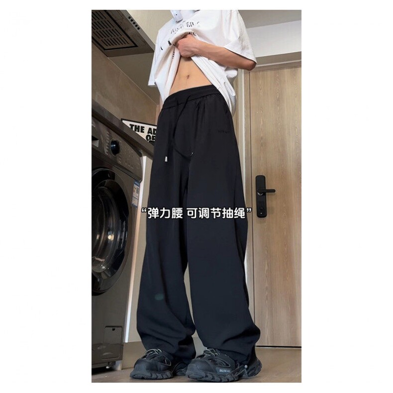 现货K24815批25美式复古冰丝休闲裤男慵懒风垂感裤子,男装休闲裤,电商A086-1