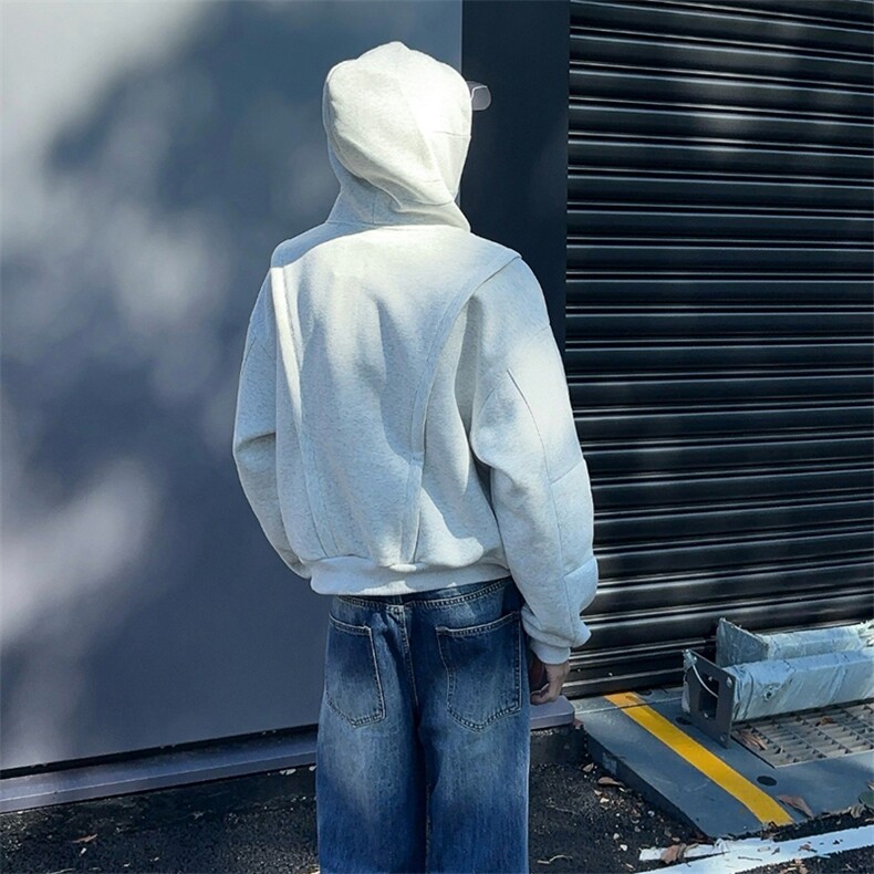 抖音得物高品质二开25秋冬美式重磅宽松结构设计连帽卫衣外套W78,男装卫衣,电商A486