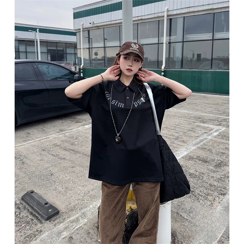 抖音得物供货现货网眼透气翻领T恤美式宽松潮牌短袖POLO衫APL16,男装T恤,电商A443