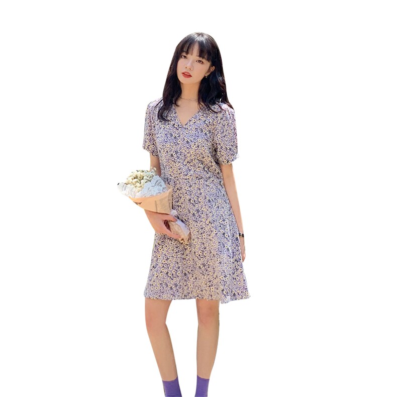 4月21号大货！2021新款紫色爆版小雏菊连衣裙165A-6505-P75-K128,女装连衣裙,浙宝123
