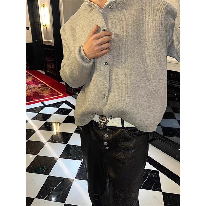 706-1-CKS322-P65现货秋季男士慵懒风毛衣混纺针织开衫外套,男装针织衫/毛衣,星座706-1