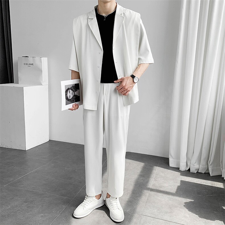 夏季港风西装外套潮流百搭学生休闲制服帅气西服套装男,男装西服,星座406