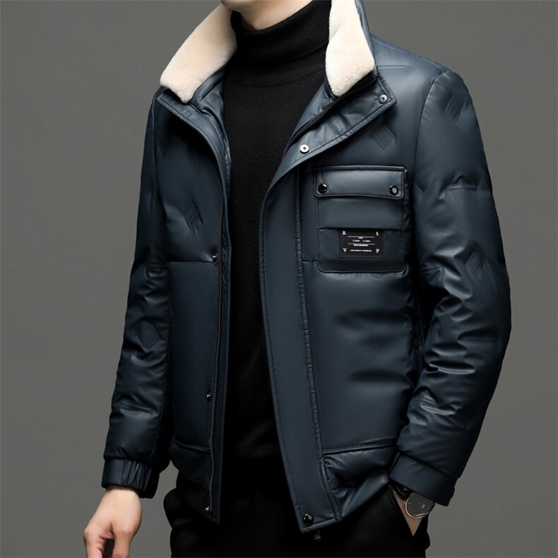 冬季新款男士可脱卸羊毛毛领羽绒服中年休闲厚款保暖男装外套,男装羽绒服,电商B212（原钱塘6029）