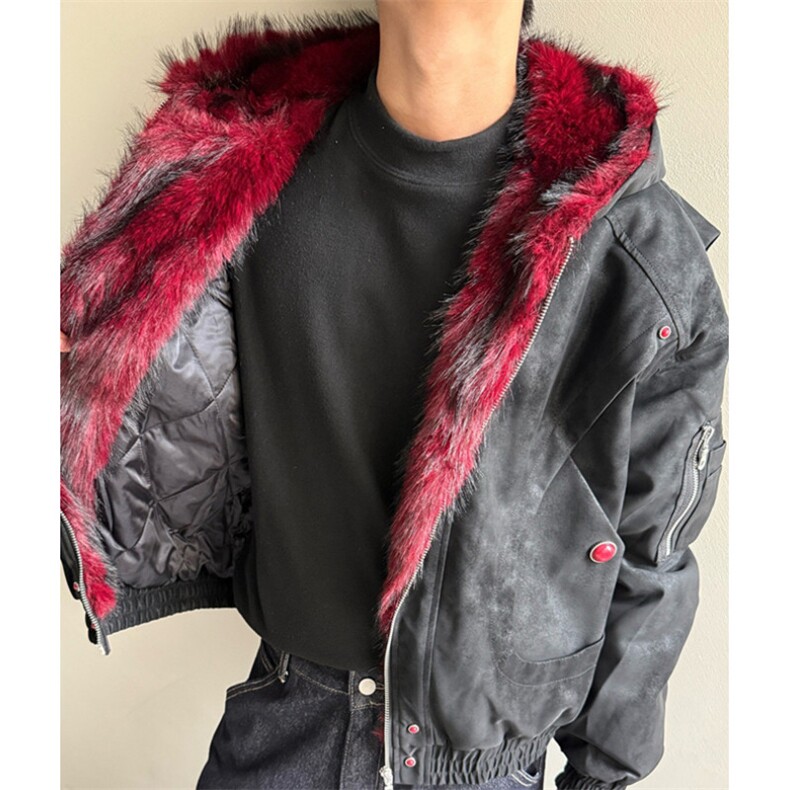 撞色座山雕毛领连帽棉服男女冬季加厚保暖棉衣外套MW313,男装棉衣,星座1116A（原606A-3）