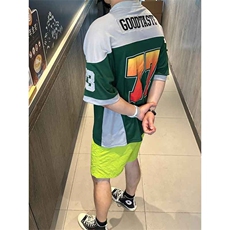 美式户外运动复古运动时尚透气短袖t恤球衣宽松潮牌TA87-P45，男装T恤，星座208-5