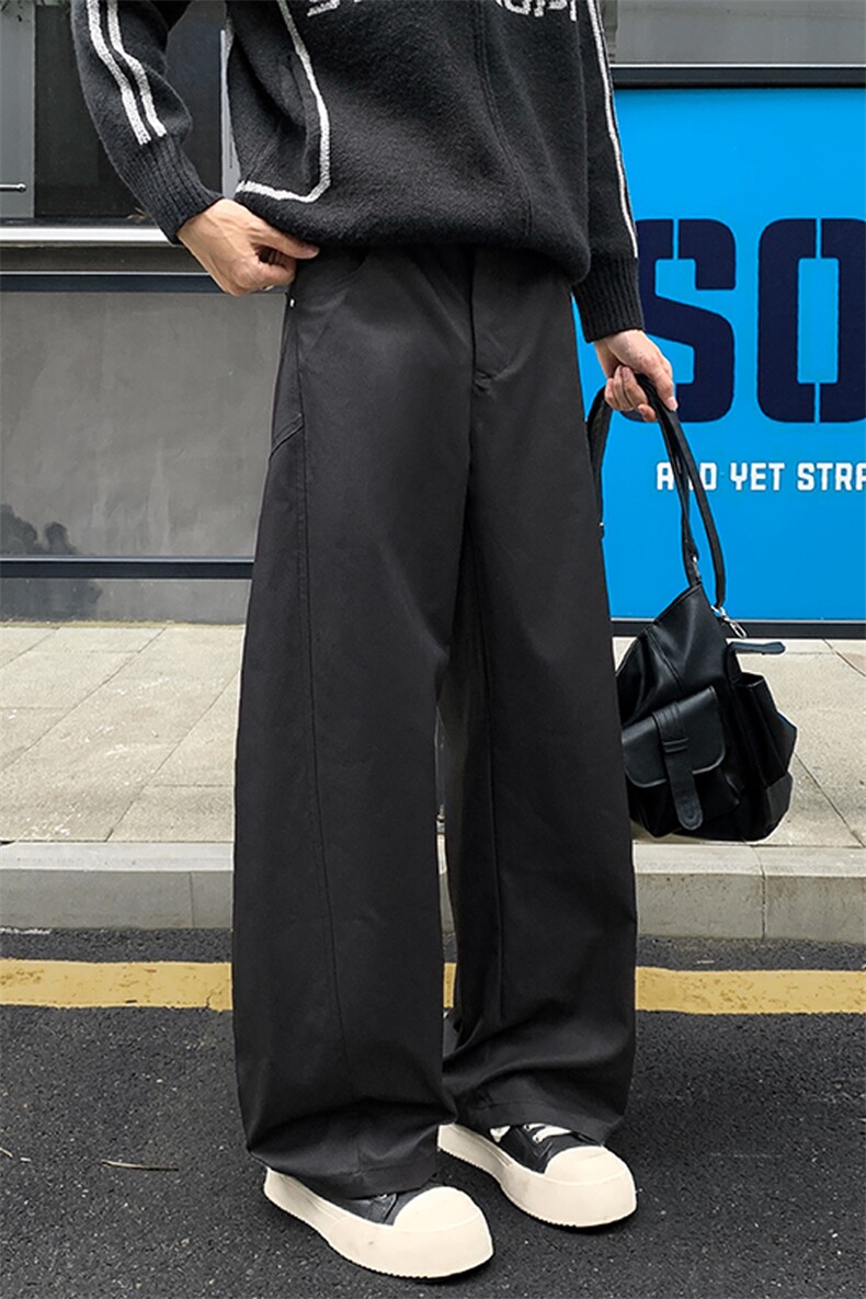 2025夏秋衔接新款解构美式高街男大码弯刀阔腿裤K24011-特P35控68,男装休闲裤,电商A001