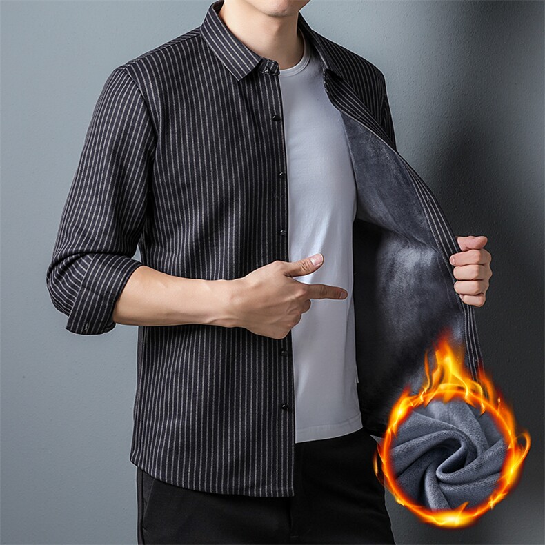 BJ22362钱塘2020-2冬季厚款商务休闲简约中年男士加绒衬衫P66，男装衬衫，钱塘207-2