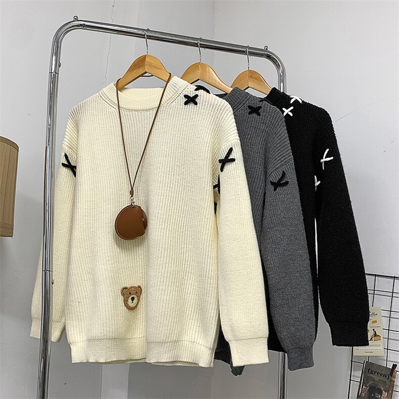 904-2-YY02-p55控88秋冬时尚设计感毛衣男女中性小熊刺绣圆领线衣,男装针织衫/毛衣,星座904-2