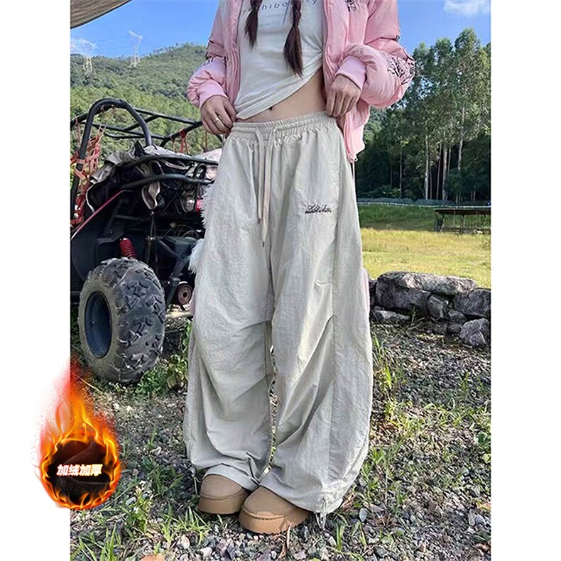 网图A2358JRP42-秋冬加绒加厚美式复古褶皱伞兵工装裤男阔腿裤子,男装工装外套,电商B241