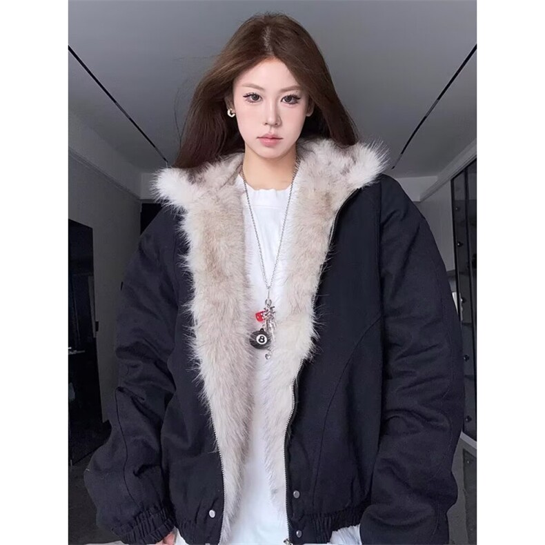 1506-1/MW8581/P96美式座山雕毛领加绒加厚棉服夹克男女冬季图片