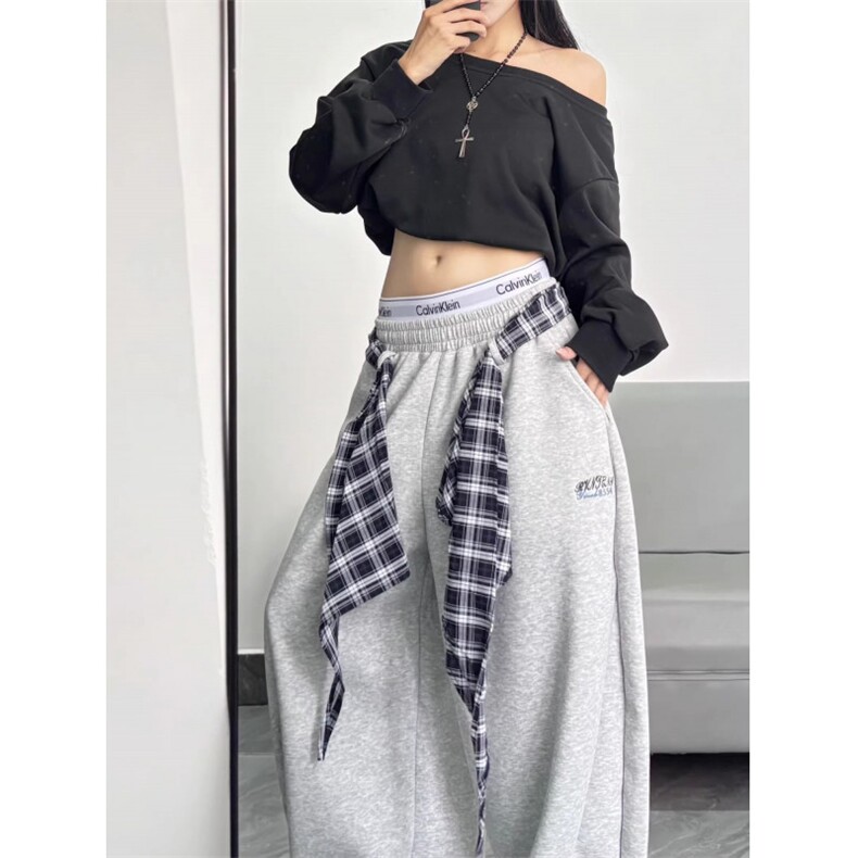 美式设计感灰色运动卫裤男女2025秋冬季新款爵士舞街舞百搭休闲裤,男装休闲裤,星座601-1