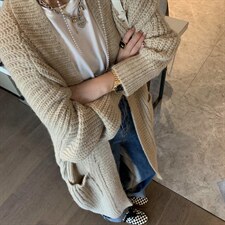 长款坑条大开衫，其它，XTZ style