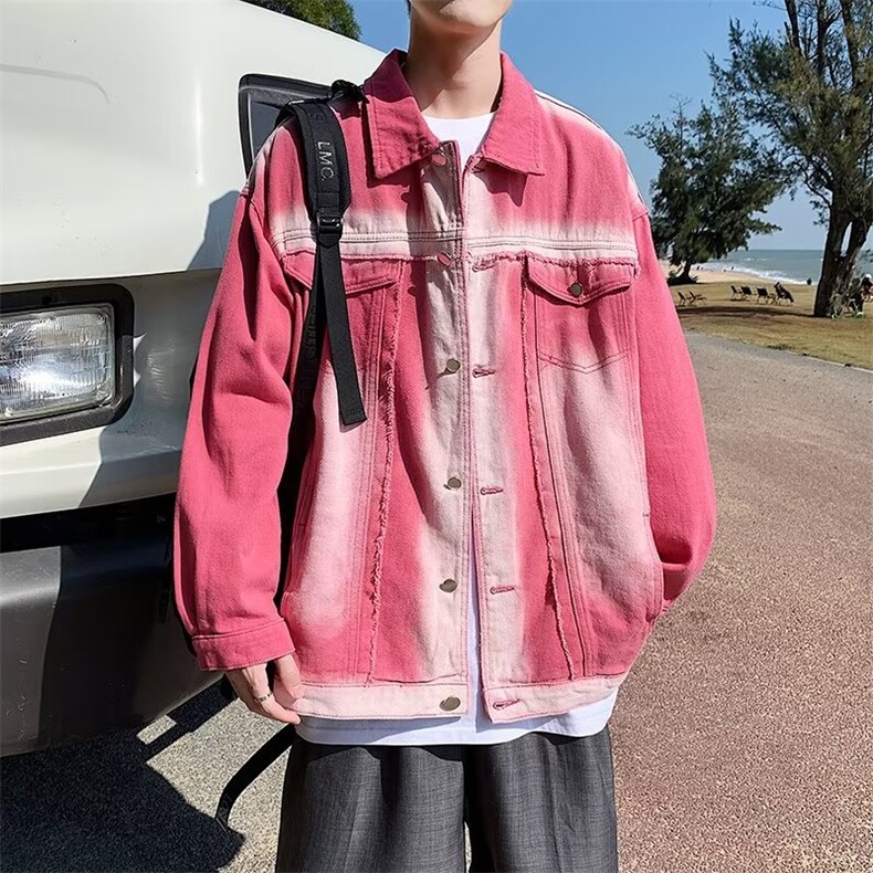 牛仔外套男韩版潮流高街帅字母2024春秋新款ins宽松夹克W4631-P72，男装大码男装，星座412