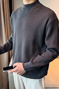 冠什么希同款半高领毛衣男针织衫套头毛衣条纹 MY6005-P45图片