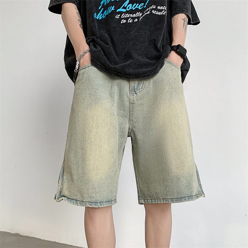 夏季潮流复古宽松港风休闲ins潮五分短裤N05524-P38,男装牛仔裤,星座308B-1
