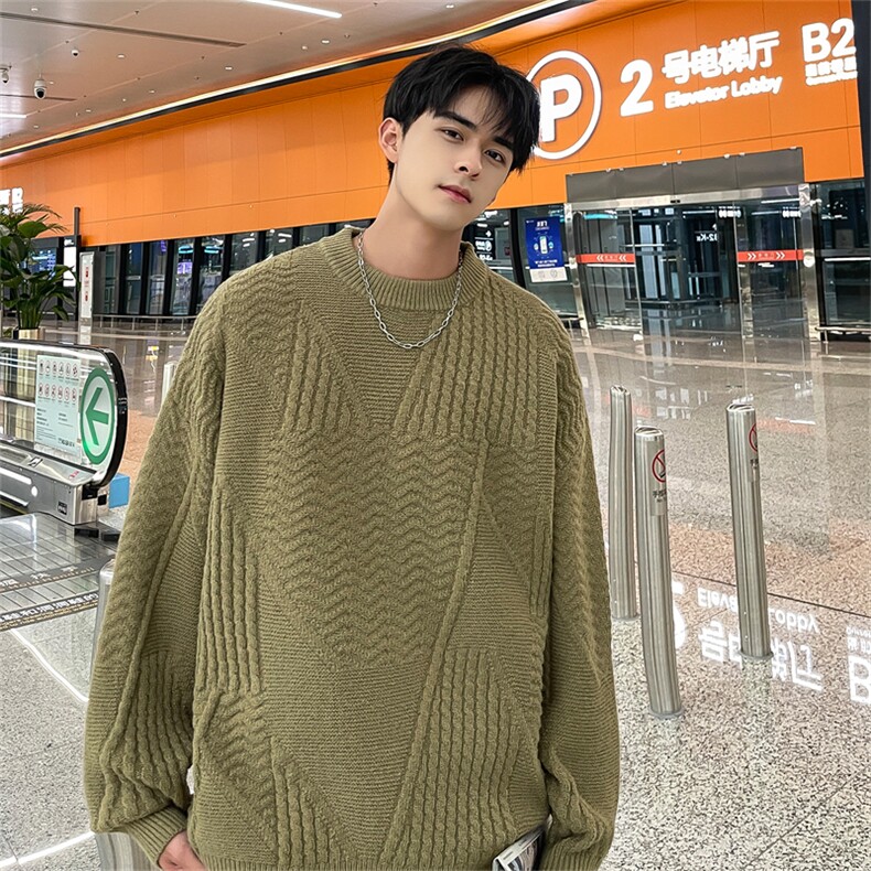 M8179/P65冬季毛衣男冬季慵懒?潮牌针织衫秋冬美式复古保暖外套,男装针织衫/毛衣,电商A141