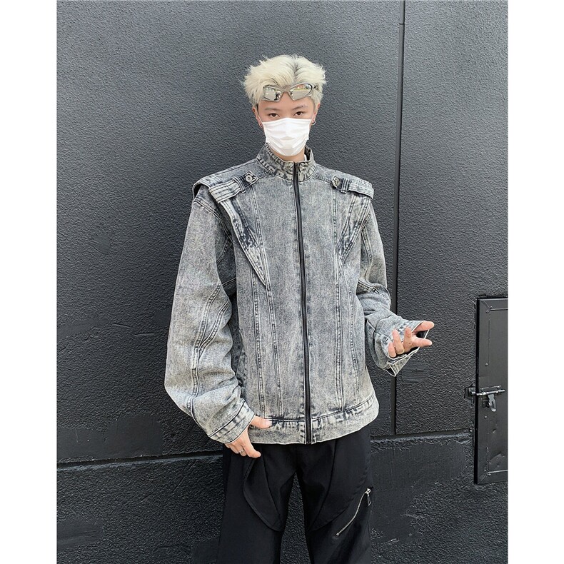 重工拼接短牛仔外套潮牌欧美街头cleanfit机车夹克-NC636,男装工装外套,星座1002-2