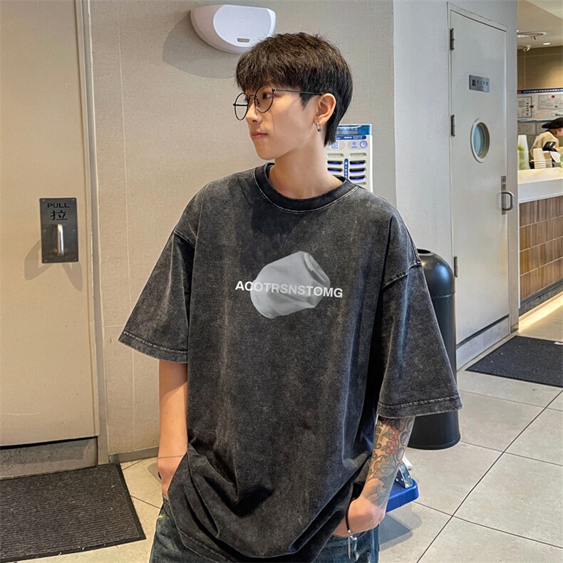 直播品质 240克重磅 水洗做旧短袖t恤男女 SDX239-特P 25 控48图片