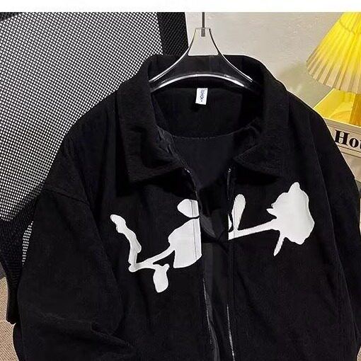 港风秋款男灯芯绒夹克衫印花宽松休闲外套JK1150P55,男装夹克,星座1013-1