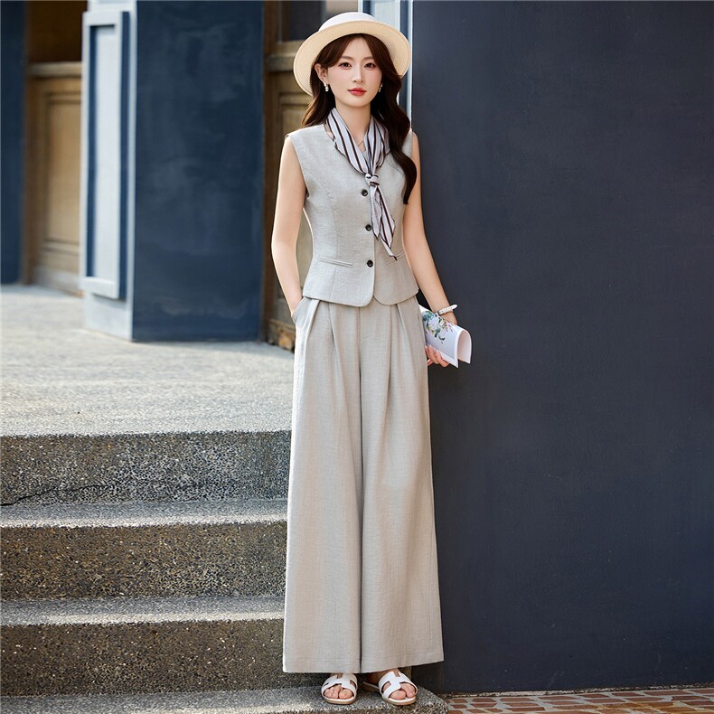 DLM8660时尚气质2026春夏新款马甲阔腿裤两件套套装一整套，女装套装/套裙，朵莱米