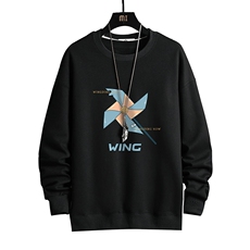 S6112-P28加绒款-P33秋季圆领卫衣男大码韩版宽松长袖外套网格，男装卫衣，电商A040A