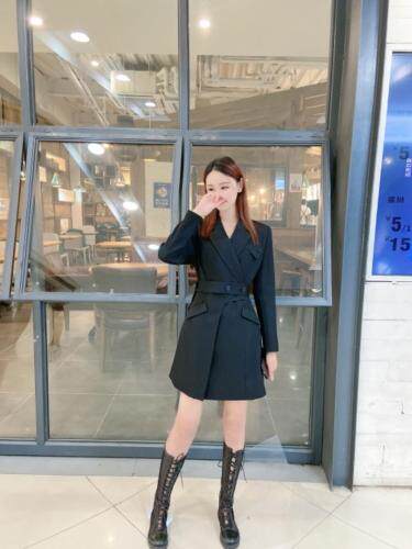 现货，秋季新款修身西服连衣裙图片